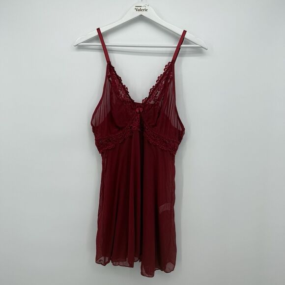 Unbranded Red Sheer Lace Lingerie Babydoll Dress Size 2X - Picture 1 of 10
